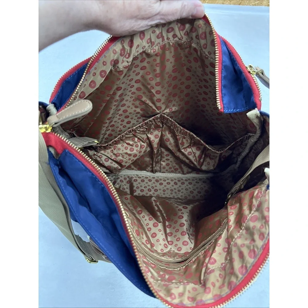 Maman New York Diaper Bag Navy Blue/ Beige Quilted Shoulder Bag Messenger Look